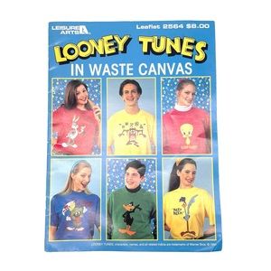 GUC VTG Looney Tunes in Waste Canvas Leisure Arts Cross Stitch Leaflet 1994